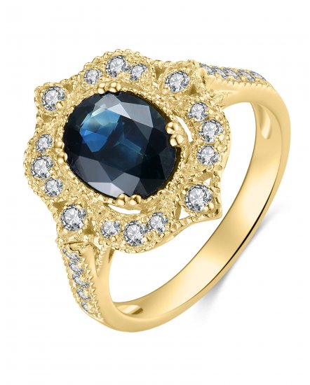 OVAL SAPPHIRE DIAMOND RING (TR3985)